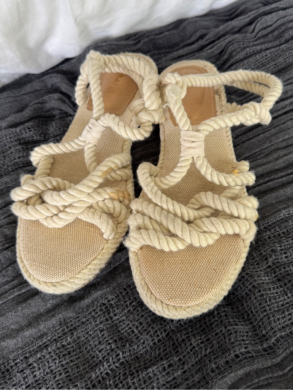 H&M Braided Rope Espadrille Sandals - Cream